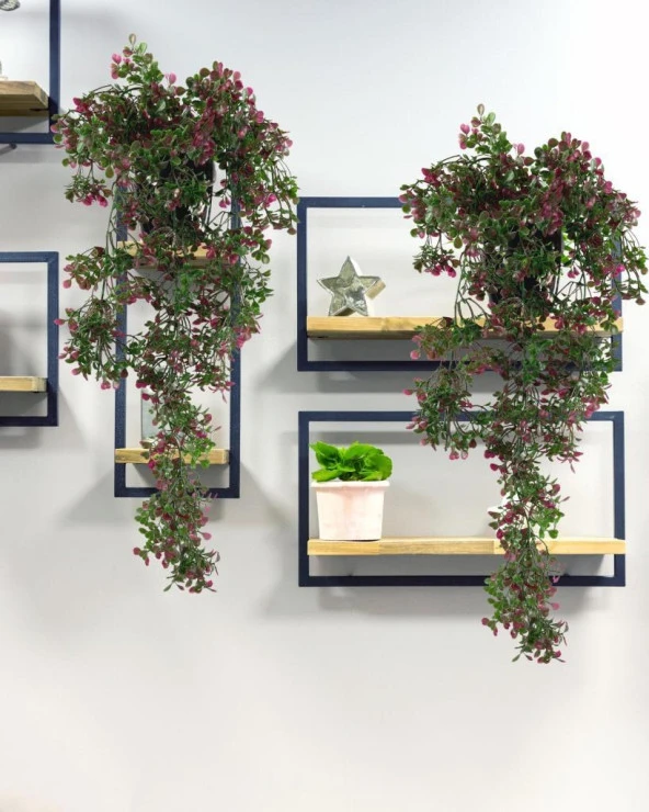 Nettenevime Yapay Çiçek Saksıda Sarkan Bordo Fare Kulağı Şimşir Yapay Sarmaşık Pastel 50cm - Resim 2