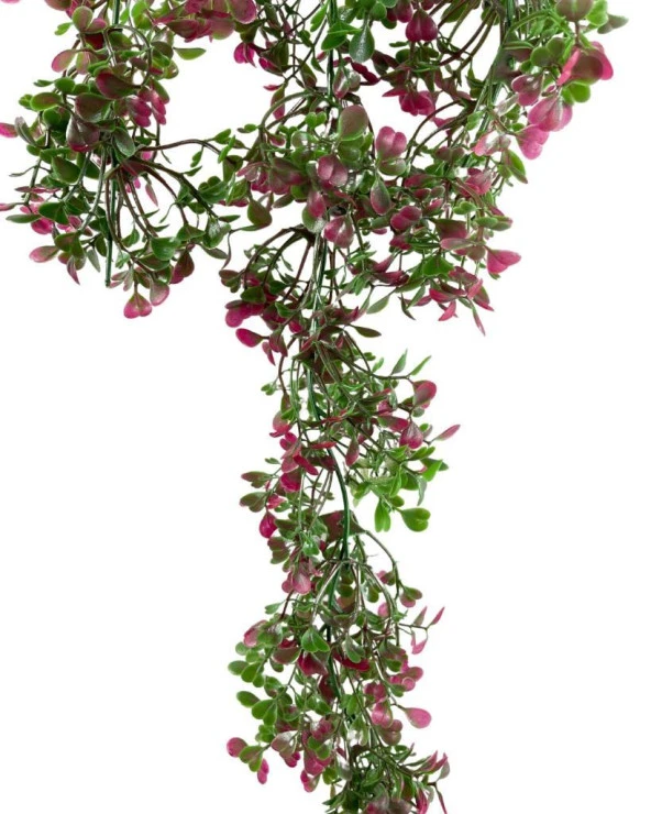 Nettenevime Yapay Çiçek Saksıda Sarkan Bordo Fare Kulağı Şimşir Yapay Sarmaşık Pastel 50cm - Resim 5