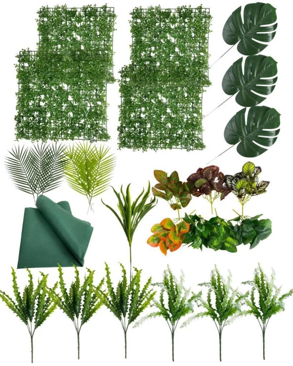 Nettenevime Yapay Çiçek Duvar Kaplama 1M2 100*100CM Panel Şimşir Dik Duvar Uygulama - Resim 2