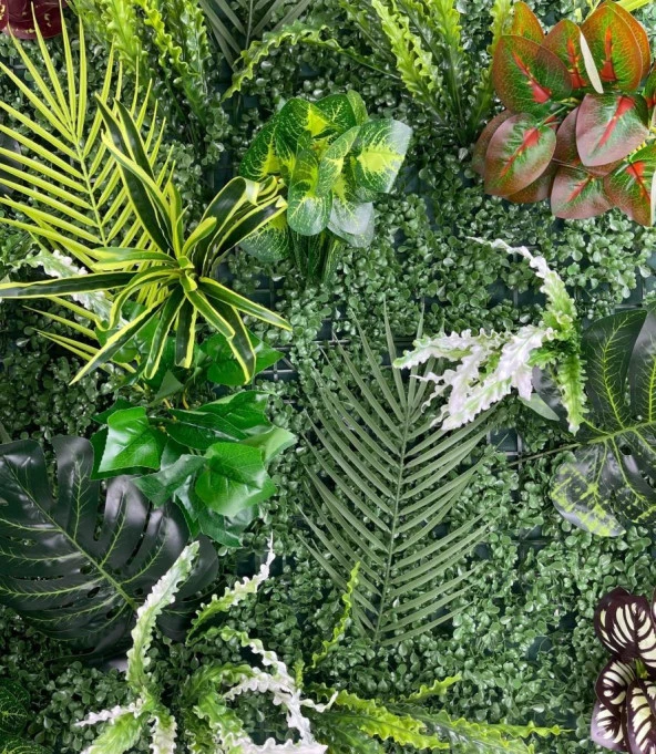 Nettenevime Yapay Çiçek Duvar Kaplama 1M2 100*100CM Panel Şimşir Dik Duvar Uygulama - Resim 6