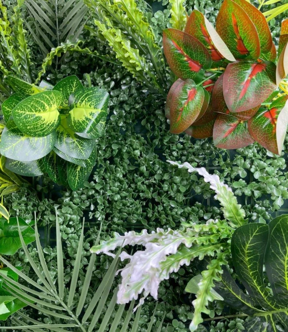 Nettenevime Yapay Çiçek Duvar Kaplama 1M2 100*100CM Panel Şimşir Dik Duvar Uygulama - Resim 8