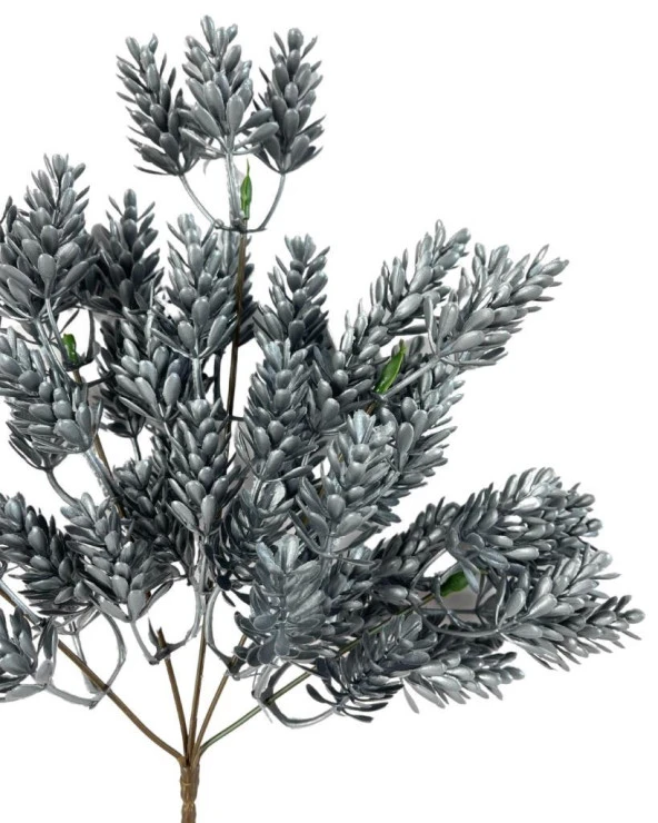 Nettenevime Yapay Çiçek Gümüş Renk Başak Demeti 7dal 48 Çiçek Demet Garnitür Aradal Dekoratif Yapay Bitki - 3