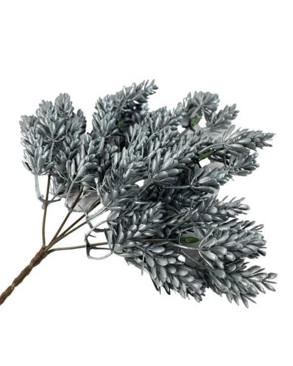 Nettenevime Yapay Çiçek Gümüş Renk Başak Demeti 7dal 48 Çiçek Demet Garnitür Aradal Dekoratif Yapay Bitki - 4