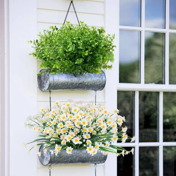 Nettenevime 3lü Set Yapay Çiçek Şimşir Demet Garnitür Yeşil Aradal Dekoratif Yapay Bitki - 4