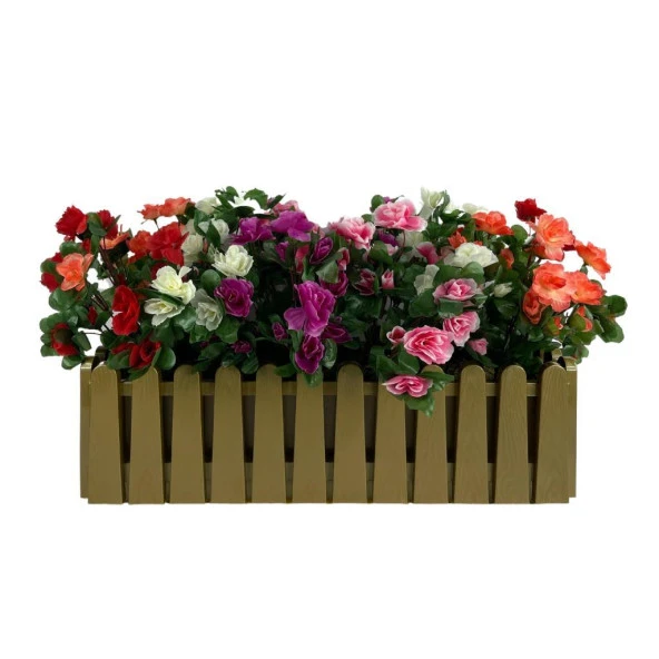 Nettenevime Yapay Çiçek Gold Çit Balkon Saksısı Renkli Açelya Çiçekli 55*20cm ürün görseli
