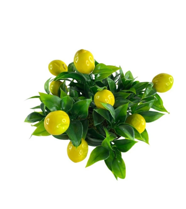 Nettenevime Yapay Çiçek Beyaz Saksıda Limon Demeti Dekoratif Masa Çiçeği - Resim 2
