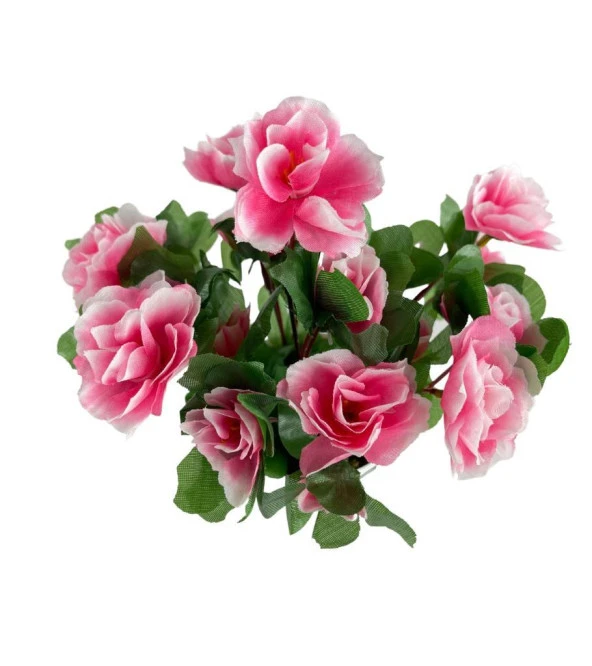 Nettenevime Yapay Çiçek Beyaz Saksıda Pembe Açelya Dekoratif Masa Çiçeği - 6