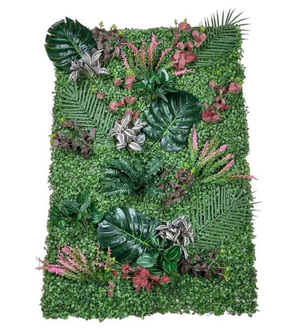 Nettenevime Yapay Çiçek Duvar Kaplama 1M2 120*80 CM Panel Şimşir Dik Duvar Uygulama - Resim 3