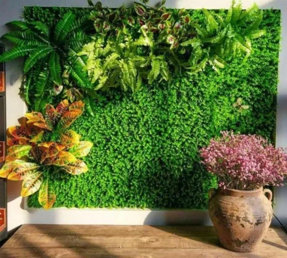 Nettenevime Yapay Çiçek Duvar Kaplama 1M2 120*80 CM Panel Şimşir Dik Duvar Uygulama - Resim 4