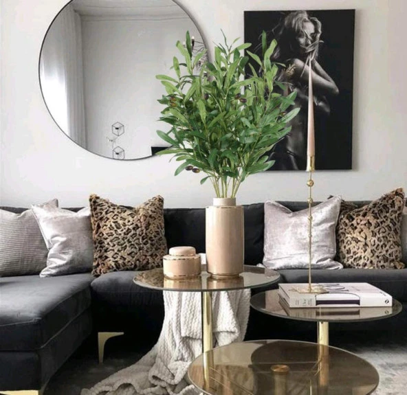 Nettenevime 4lü Set Yapay Zeytin Dalı  Uzun Dallı 90cm 6 Meyveli - Resim 5