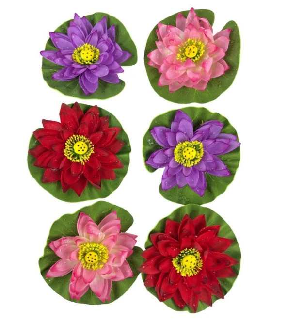 Nettenevime Yapay Çiçek Nilüfer Köpük Lotus Havuz Ve Akvaryum Dekoru 6ADET