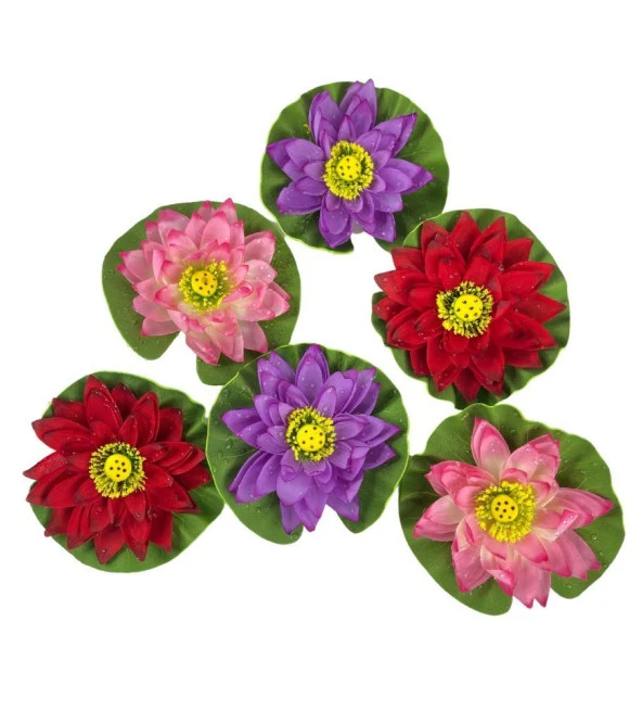 Nettenevime Yapay Çiçek Nilüfer Köpük Lotus Havuz Ve Akvaryum Dekoru 6ADET - Resim 5