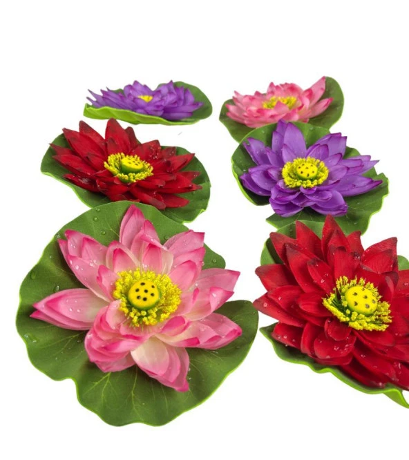 Nettenevime Yapay Çiçek Nilüfer Köpük Lotus Havuz Ve Akvaryum Dekoru 6ADET - Resim 6