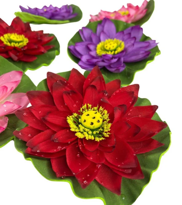 Nettenevime Yapay Çiçek Nilüfer Köpük Lotus Havuz Ve Akvaryum Dekoru 6ADET - Resim 7