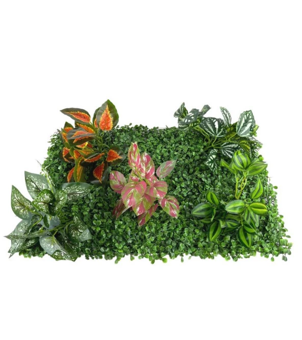 Nettenevime Yapay Çiçek Duvar Kaplama Panel Şimşir 40*60 5Demet Yeşil Bitki Dik Duvar Uygulama Çiçeği - Resim 3
