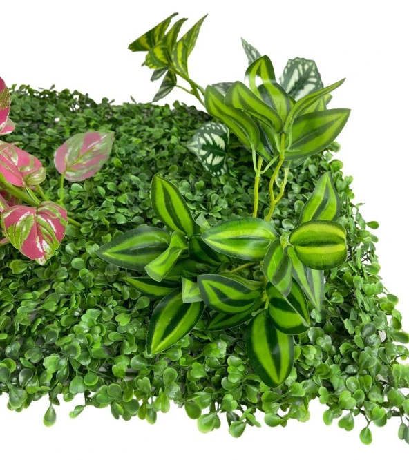 Nettenevime Yapay Çiçek Duvar Kaplama Panel Şimşir 40*60 5Demet Yeşil Bitki Dik Duvar Uygulama Çiçeği - Resim 7