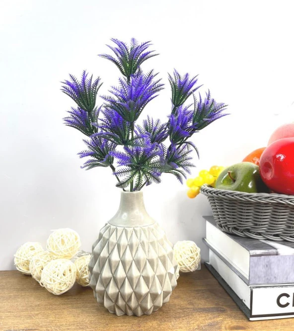 Nettenevime Yapay Çiçek Plastik Demet Mor Mini Sıkas Demeti Garnitür Aradal Dekoratif Yapay Bitki - Resim 4