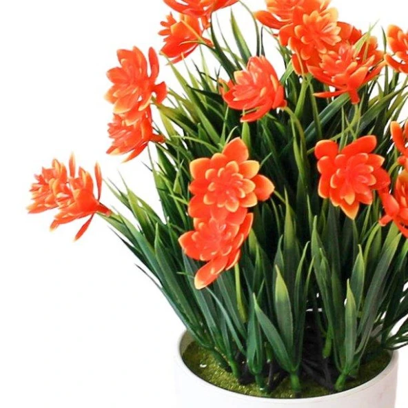 Nettenevime Yapay Çiçek 6 Adet Beyaz Saksıda Dolgun Mineli Şimşir Çiçeği Karışık Renkler - Resim 3