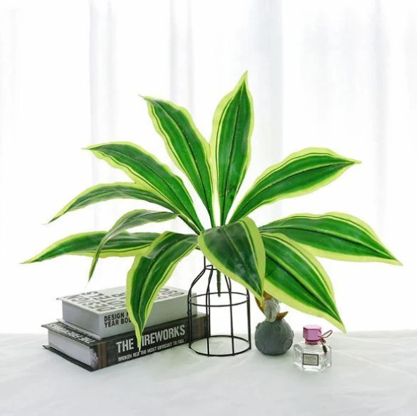 Nettenevime Yapay Çiçek Dracaena Massengena Yaprağı Demeti 11 Yapraklı 40*50cm Dik Duvar Çiçeği Yapay Bitki - Resim 3