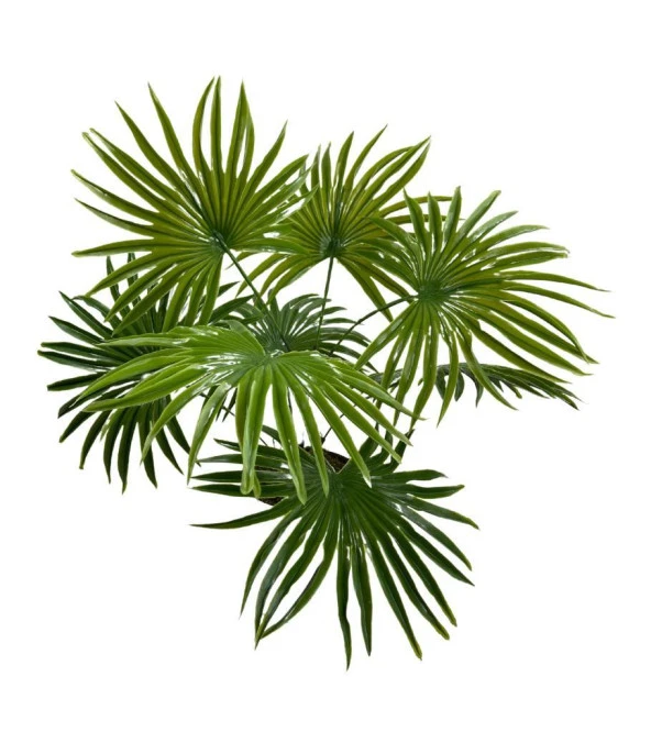 Nettenevime Yapay Çiçek Yelpaze Palmiye 8 Dal 50*40cm Salon Çiçeği Metal Mat Gümüş Saksılı Yapay Bitki - Resim 6