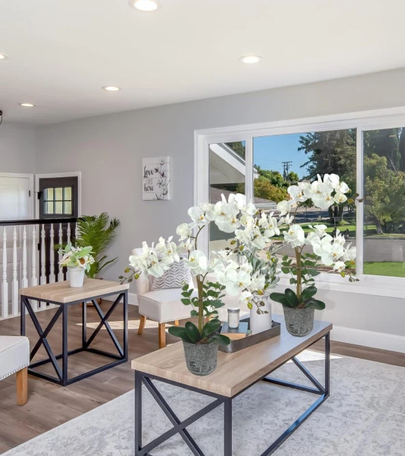 Nettenevime Yapay Çiçek 3lü Beyaz Orkide Seramik Saksıda Orkide 60cm - 7