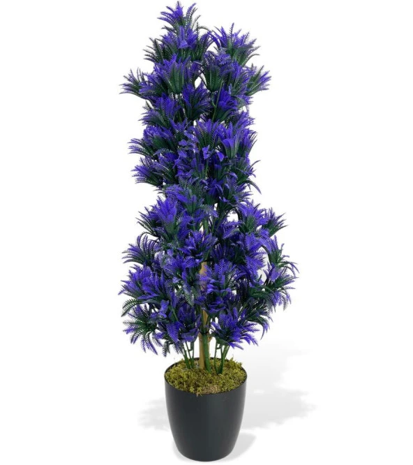 Nettenevime Yapay Çiçek Siyah Saksıda Mor Sıkas Ağacı 55cm ürün görseli 1