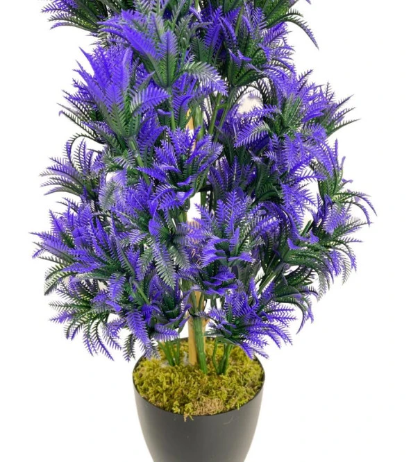 Nettenevime Yapay Çiçek Siyah Saksıda Mor Sıkas Ağacı 55cm - Resim 5