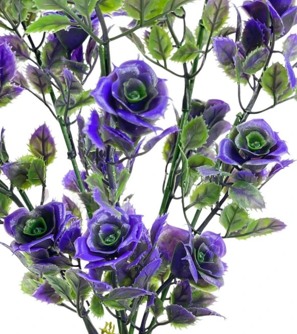 Nettenevime Yapay Çiçek Kütükte Mor Güllü Demet Dekoratif Masa Çiçeği 30*20cm - Resim 2