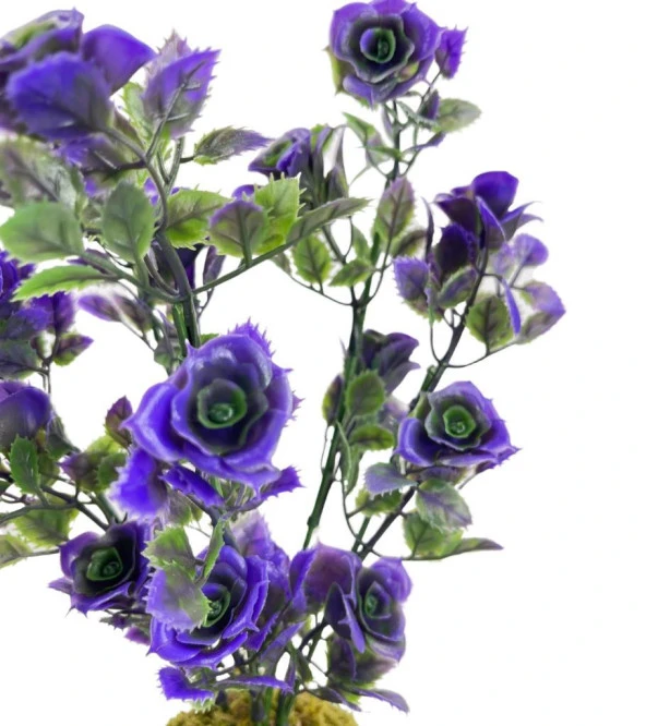 Nettenevime Yapay Çiçek Kütükte Mor Güllü Demet Dekoratif Masa Çiçeği 30*20cm - Resim 3