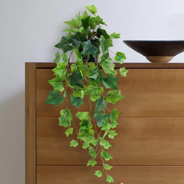 Nettenevime Yapay Çiçek Saksıda Sarkan Dev Hedera 80cm Yapay Sarmaşık Yeşil - Resim 5