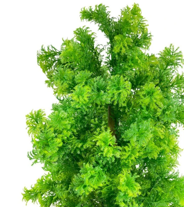 Yapay Çiçek Siyah Saksıda Yeşil Fesleğen Bonsai Ağacı 55cm - 7