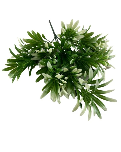 Yapay Çiçek Yeşil Beyaz Renk Podocarpus Demeti 7dal 48 Çiçek Garnitür Aradal Dekoratif Yapay Bitki - 4