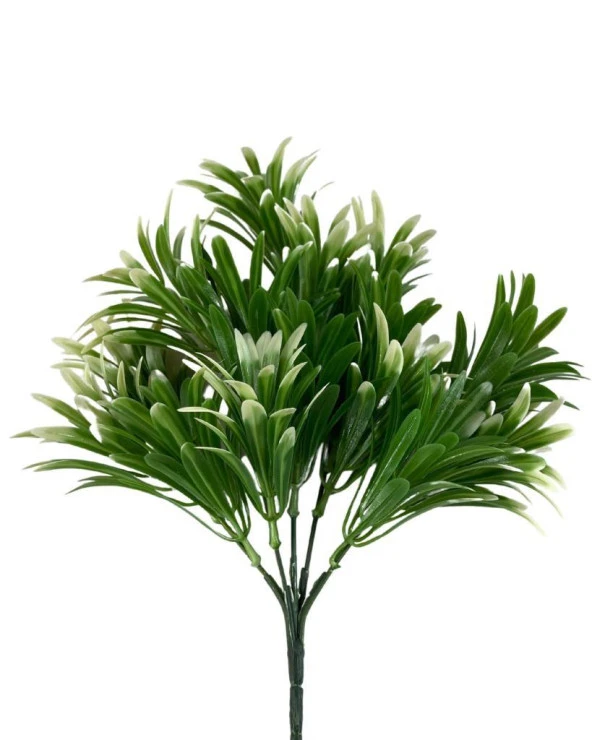 Nettenevime Yapay Çiçek Yeşil Beyaz Renk Podocarpus Demeti 7dal 48 Çiçek Garnitür Aradal Dekoratif Yapay Bitki - 2