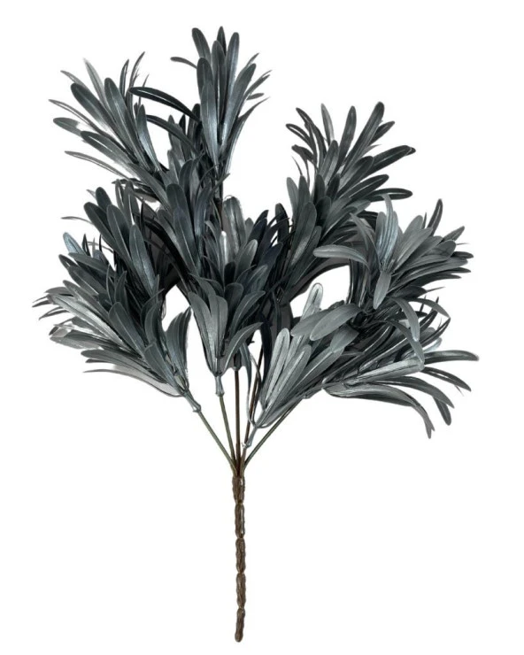 Nettenevime Yapay Çiçek Gümüş Renk Podocarpus Demeti 5 dal Garnitür Aradal Dekoratif Yapay Bitki - Resim 2