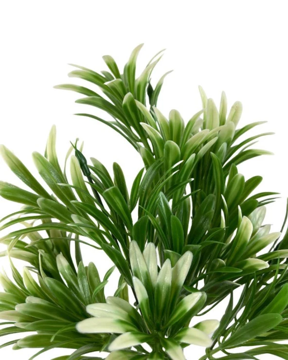 Nettenevime Yapay Çiçek Yeşil Beyaz Renk Podocarpus Demeti 7dal 48 Çiçek Garnitür Aradal Dekoratif Yapay Bitki - 3