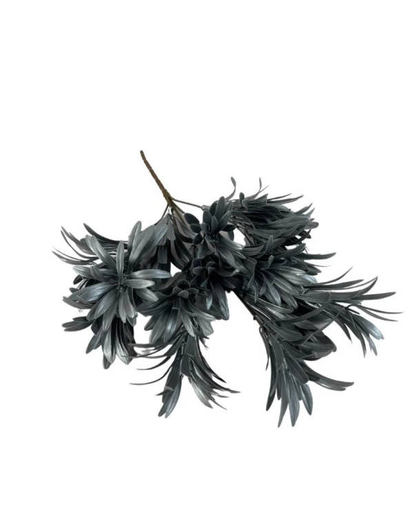 Nettenevime Yapay Çiçek Gümüş Renk Podocarpus Demeti 5 dal Garnitür Aradal Dekoratif Yapay Bitki - Resim 4
