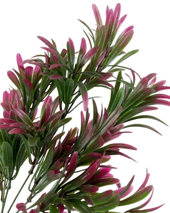 Nettenevime Yapay Çiçek Yeşil Bordo Renk Podocarpus Demeti 7dal 48 Çiçek Garnitür Aradal Dekoratif Yapay Bitki - 5