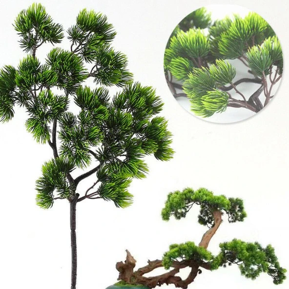 Nettenevime Yapay Çiçek Bonzai Dalı Çam İğneli Bonsai Yaprakları Dekoratif Yapay Bitki - Resim 4