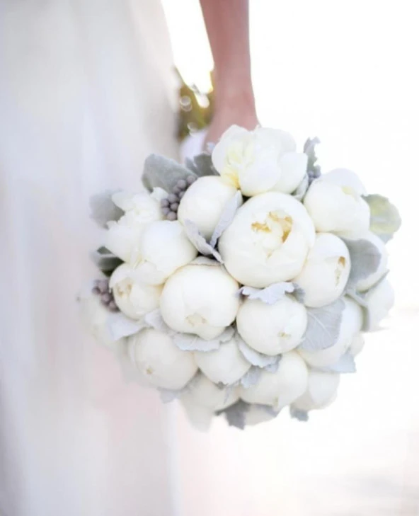 Nettenevime Yapay Çiçek 7li Beyaz Şakayık Demeti Erengül Gelin Buketi Çiçeği - 5