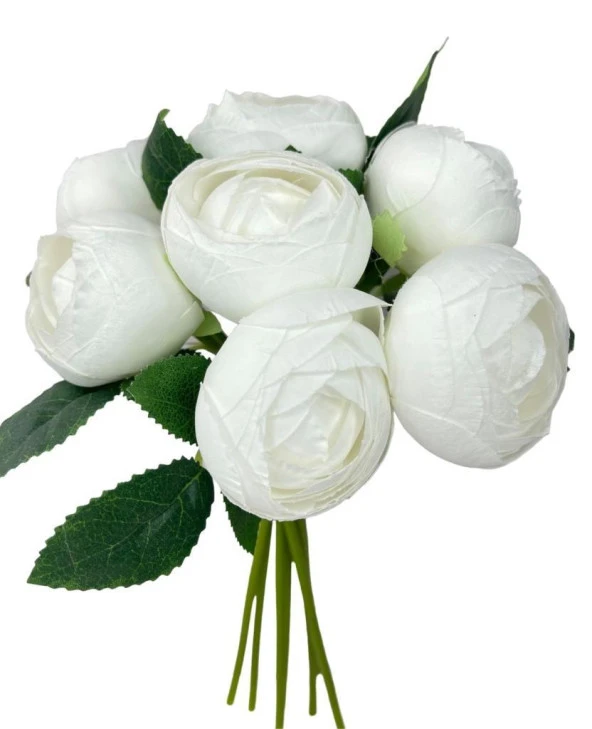 Nettenevime Yapay Çiçek 7li Beyaz Şakayık Demeti Erengül Gelin Buketi Çiçeği - 6