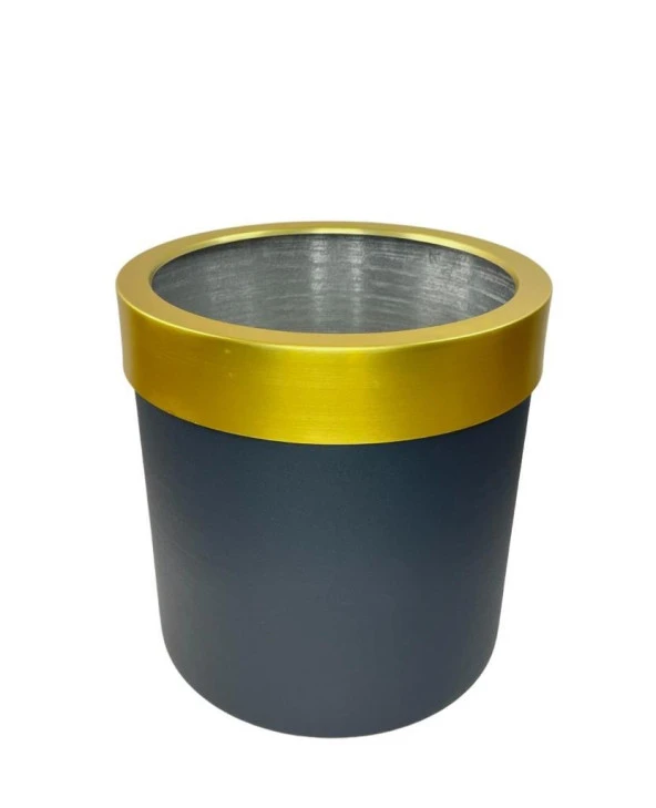 Nettenevime Dekoratif Siyah Vazo Gold Kemerli 26*24 Paslanmaz Aleminyum Malzeme - 3