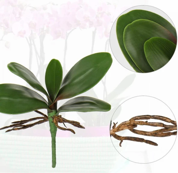 Nettenevime 3lü Set Yapay Çiçek Orkide Yaprağı Doğal Görünüm - Resim 3