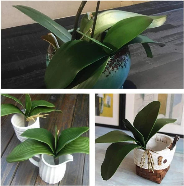 Nettenevime 3lü Set Yapay Çiçek Orkide Yaprağı Doğal Görünüm - Resim 5