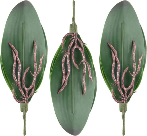 Nettenevime 3lü Set Yapay Çiçek Orkide Yaprağı Doğal Görünüm - Resim 7