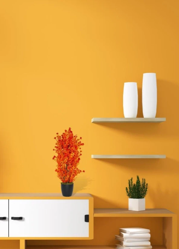 Nettenevime Yapay Çiçek Siyah Saksıda Turuncu Şimşir Ağacı 55cm - Resim 4