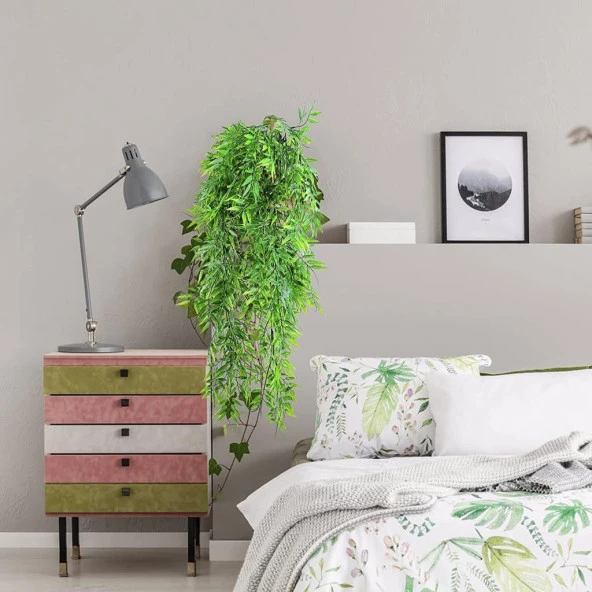 Nettenevime Yapay Çiçek Sarkan Bambu 60cm 5Dallı ty123 Yapay Sarmaşık Yeşil - 5