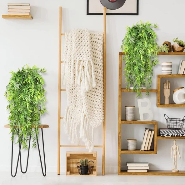 Nettenevime Yapay Çiçek Sarkan Bambu 60cm 5Dallı ty123 Yapay Sarmaşık Yeşil - 8