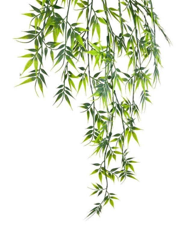 Yapay Çiçek Sarkan Bambu Yapraklı Bitki Küçük Siyah Saksıda Yapay Sarmaşık 65cm - Resim 2
