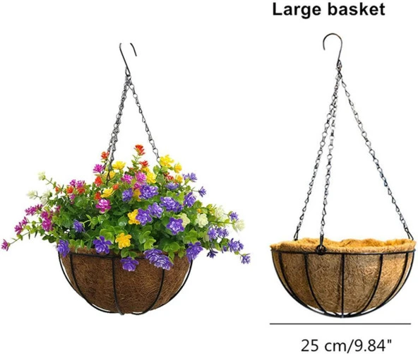 Nettenevime Yapay Çiçek Sarkaç Askılı Makreme Sepette Karışık  Renkli Mineli Şimşir Yeşillik Çiçek Sepeti - Resim 2