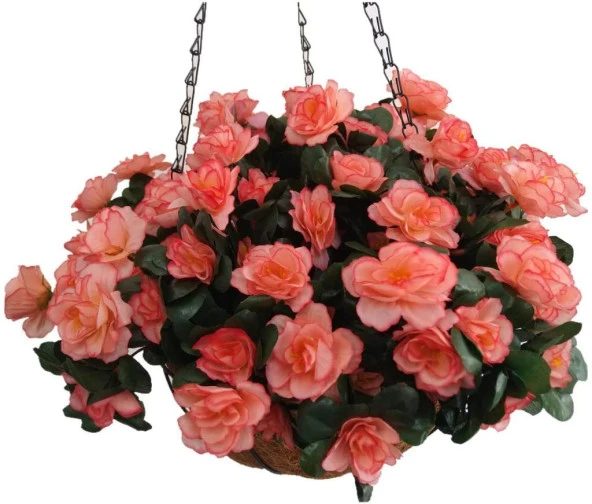 Nettenevime Yapay Çiçek Sarkaç Askılı Makreme Sepette Açelya Somon  Çiçek Sepeti - 4